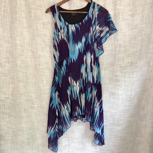 BCBGMaxAzria Flutter Sleeve Asymmetrical Dress - Picture 2 of 5